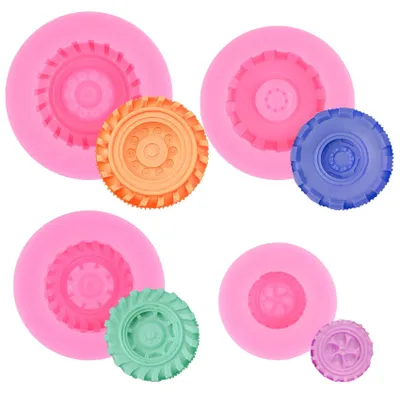 4er Set 3D Silikon-Reifenformen für Fondant & Schokolade