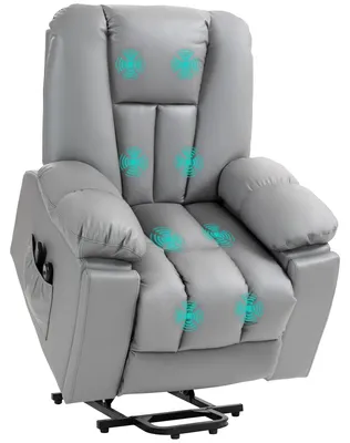 Image de Fauteuil de massage, fauteuil de relaxation, fauteuil pour seniors, télécommande, poches latérales, 94 cm x 96 cm x 106 cm, gris foncé