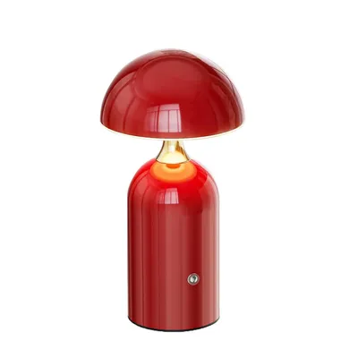 Produktbild von LED Tischlampe Pilz Design, dimmbar Nachtlampe mit Touch Schalter, 3 Farben USB Wiederaufladbar, Dekoration Schlafzimmer Rot