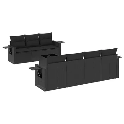 Produktbild von vidaXL 8-tlg. Garten-Sofagarnitur mit Kissen Schwarz Poly Rattan