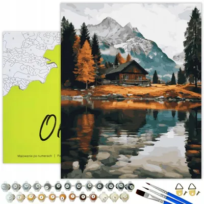 Immagine prodotto di Oh Art! Pittura numerica per adulti e bambini Paesaggio Montagne Lago - 40x50 cm Tela con telaio in legno, 28 colori acrilici, 3 pennelli e accessori fai da te