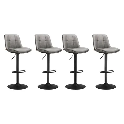 Produktbild von VASAGLE Barhocker 4er Set, höhenverstellbar, drehbar, mit Rückenlehne und Fußstütze, Taubengrau