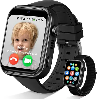 Produktbild von AKUMAKA 4G Kinder Smartwatch mit GPS Telefon Videoanruf SOS Sprachchat Schulmodus IP68 wasserdicht WhatsApp Kinderuhr für Jungen und Mädchen
