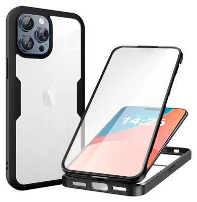 Produktbild von 360 Grad Rundum Schutz Handyhülle für Apple iPhone 16 Pro Full Cover Vollschutz Case Farbe: Schwarz