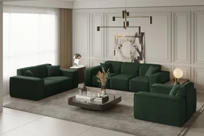 Produktbild von Sofaset Designersofa CELES 3-2-1 in Stoff Opera Velvet Grün