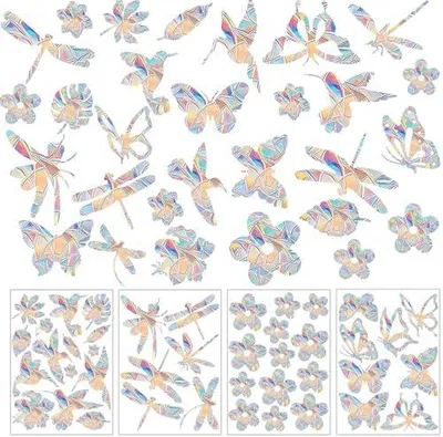 Produktbild von Prisma-Fensteraufkleber zum Vogelschutz, 42 Stück Regenbogen Fensterfolie