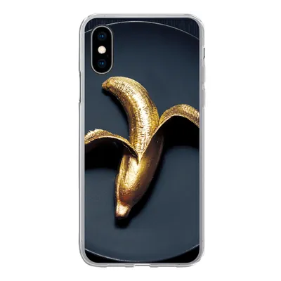 Produktbild von MuchoWow® Handyhülle Schutzhülle Hülle für iPhone X Goldene Banane auf dunklem Hintergrund Silikon Softcase Handy Hülle - Handyhülle