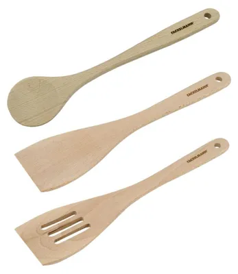Image de Lot de 3 ustensiles de cuisine en bois dont 2 spatules et une cuillère Fackelmann Nature