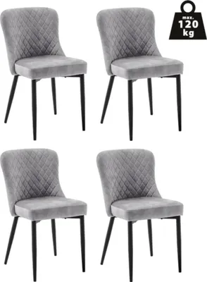 Produktbild von Esszimmerstuhl >ABOSHI< (4er Set) Taschenfederkern, Bezug Grau - 46x85x58 (BxHxT)