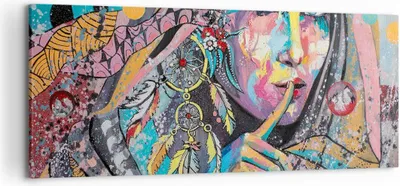 Produktbild von Bild auf Leinwand - Leinwandbild - frau folklore - 120x50cm - Wand Bild - Wanddeko - Wandbilder - Leinwanddruck - Bilder - Kunstdruck - Wanddekoration - Leinwand bilder - Wandkunst - AB120x50-3427
