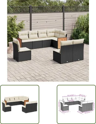 Produktbild von The Living Store 8-tlg. Garten-Sofagarnitur mit Kissen Schwarz Poly Rattan