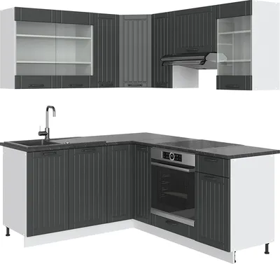 Produktbild von Vicco Eckküche Fame-Line, 160 x 190 cm ohne Arbeitsplatte, Anthrazit Landhaus/Weiß