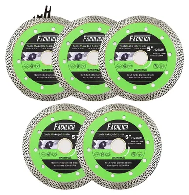 Image de Disque de coupe, diamètre 125 mm, épaisseur des segments 1,5 mm, hauteur des segments 10 mm, diamètre de l'alésage 22,23 mm, adapté à différents matériaux