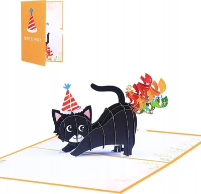 Produktbild von 3D-Geburtstagskarte mit Katze Pop-up Grußkarte inkl. Umschlag