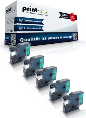 Produktbild von 5x Kompatible Schriftbänder für Dymo D1 45019 Labelmanager 100 Series Labelmanager 120 P Labelmanager 150 Labelmanager 160 S0720590 12mmx7m 12 mmx7 m Schrift Band - Office Pro Serie