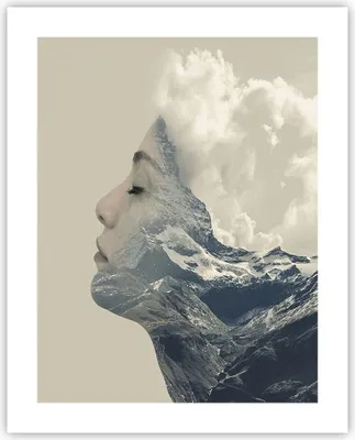 Produktbild von Poster - Poster ohne Rahmen - Grafik Frau Berge - 40x50 cm - Wand Bild - Wanddeko - Wandbilder - Kunstposter - Wandposter - Bilder - Kunstdruck - Wanddekoration - Wandbild - P2XPA40x50-4323