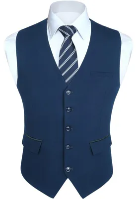 Productafbeelding van Herenvest, V-hals, klassiek, effen, marineblauw, maat M