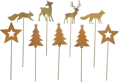 Produktbild von 9 Dekostecker Winterwald Metall Rost Optik – Adventskranz