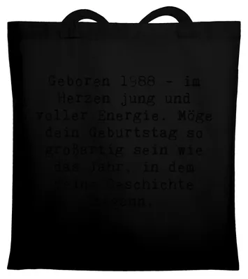 Produktbild von Mr. & Mrs. Panda Tote Bag Spruch 1988 Geburtstag - Schwarz - Geschenk, Stoffbeutel, Shopping Tasche, Jahrgang, Happy Birthday, Geburtstagsgeschenk, Geboren, totebag