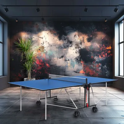 Produktbild von Donic Indoor Tischtennisplatte Fun, inklusive Tischtennisnetz, Ball- und Schlägerhalterung, 19mm Oberfläche, blau, zum Einstieg