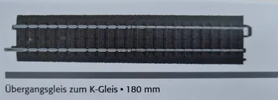 A top-down view of a model train track segment.