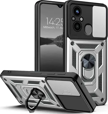 Produktbild von Armor Handyhülle für Xiaomi Redmi 12C Kameraschutz Handy Panzer Case Cover Schutzhülle Outdoor Farbe: Silber