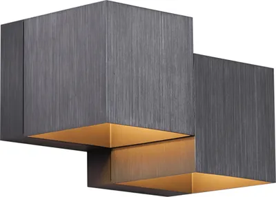 Produktbild von QAZQA - Moderne Wandleuchte Gunmetal 2-flammig - Transfer Double I Wohnzimmer I Schlafzimmer - Aluminium Andere I Quadratisch - LED geeignet G9