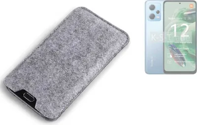 Produktbild von K-S-Trade Filz Handyhülle kompatibel mit Xiaomi Redmi Note 12 5G Schutzhülle Filztasche Filz Tasche Case Sleeve Handy Hülle Filzhülle grau