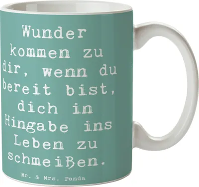 Produktbild von Mr. & Mrs. Panda Tasse Spruch Wunder Hingabe - Meeresbrise - Geschenk, Kinderaugen, schöne, Henkeltasse, Leben, Teetasse, mutig, Motivation, Offenheit, Leitsatz, Stimmung