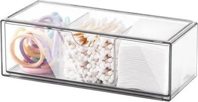 Imagen del producto de Ibenzoa®: Organizador de cosméticos y joyas de alta transparencia con 3 cajones. Set de almacenamiento de acrílico espacioso, apilable y con patas de silicona antideslizantes
