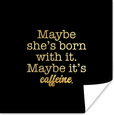 Produktbild von MuchoWow® Poster Zitat - Kaffee - Gold - Schwarz 50x50 cm - Wohnzimmerdekoration