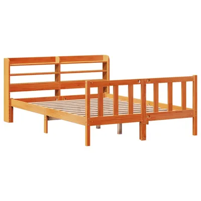 Produktbild von vidaXL Bettgestell mit Kopfteil ohne Matratze Wachsbraun 120x190 cm