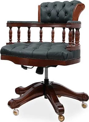 Produktbild von Casa Padrino Luxus Barock Chesterfield Leder Schreibtischstuhl Dunkelgrün / Dunkelbraun - Höhenverstellbarer Echtleder Bürostuhl - Büro Möbel - Edel & Prunkvoll