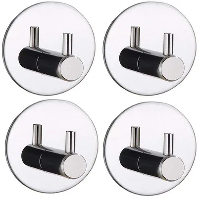 Produktbild von Ibenzoa® Selbstklebende Edelstahl-Wandhaken, 4er-Set, Schwarz – Wasserfeste Handtuch- & Allzweckhaken für Bad und Küche, Montage ohne Bohren