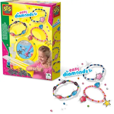 Produktbild von SES Creative 14682 Easy Diamonds Armbänder DIY Schmuckset für Kinder, Armbänder-Bastelset für Kinder, 6 Jahr(e), Mehrfarbig