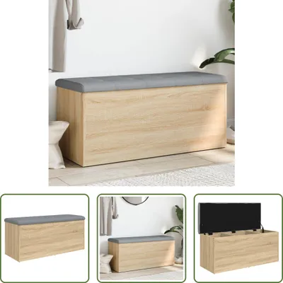 Zdjęcie produktu dla The Living Store Ławka z miejscem do przechowywania dąb sonoma 102x42x45 cm materiał drewnopochodny