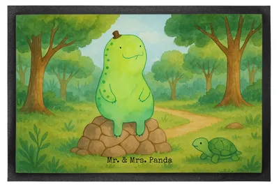 Produktbild von Mr. & Mrs. Panda fußmatte Schildkröte Pause Design 60 x 90 cm - Weiß - Geschenk, glücklich, Achtsam, Achtsamkeit, Sauberlaufmatte, Schmutzmatte, Bodenvorleger, Panzer