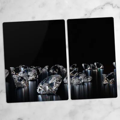 Produktbild von Glas-Herdabdeckplatten Glaskeramikkochfeld-Abdeckung Spritzschutz Schneidebrett Zweiteilige Glas 70x52 Diamanten Edelsteine