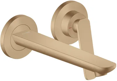 Imagen del producto de Grifo monomando para lavabo, empotrado en la pared, con caño de 195 mm, acabado en bronce cepillado (AXOR Citterio C)