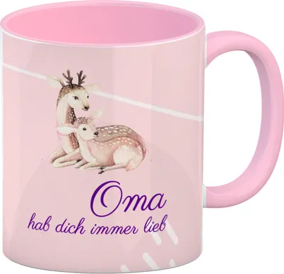 Produktbild von Oma hab dich immer lieb Kaffeebecher Rosa Besonders geeignet als Geschenk für