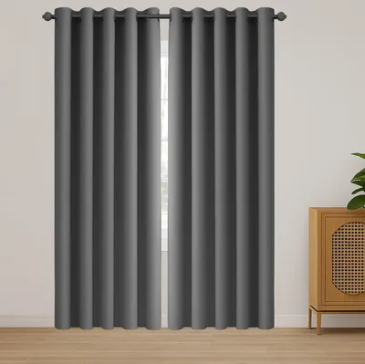 Verdunkelnde Vorhänge mit Ösen, 167x228 cm, Polyester, Grau