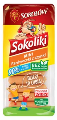 Obrázok produktu pre Parówki z szynki Sokołiki bezglutenowe 140 g
