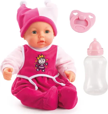 Produktbild von Funktionspuppe Hello Baby mit Geräuschen, bewegt den Mund, interaktive Puppe, Babypuppe, mit Zubehör, 46cm, rosa