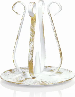 Produktbild von INNA-GLAS Vintage Kerzenhalter ISTREDD mit Dorn, für Kerzen Ø3-4cm, Gold-weiß, 10cm, Ø11cm - Metallleuchter