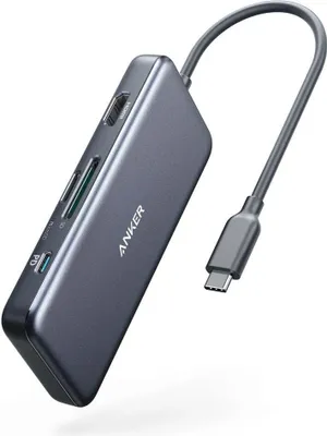 Zdjęcie produktu dla Anker A8346, USB 3.2 Gen 1 (3.1 Gen 1) Type-C, Szary, MicroSD (TransFlash), SD, USB 3.2 Gen 1 (3.1 Gen 1) Type-C, 100 W, USB