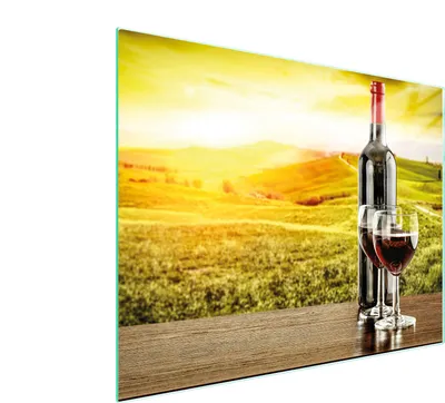 Produktbild von Glas-Schneidebrett 52x40 cm mit Weinmotiv, rutschfest, hygienisch & kratzfest