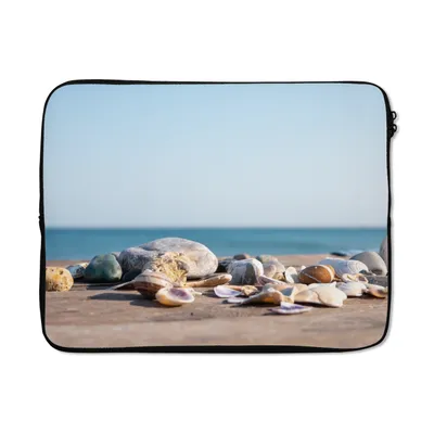 Produktbild von MuchoWow® Laptop Hülle 17 Zoll Laptoptasche Muscheln - Strand - Meer - Sommer - Sonne - Zipper - Schutzabdeckung