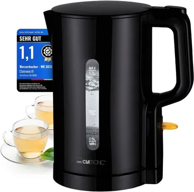 Produktbild von Wasserkocher 1,7L mit 2200W für schnelles Erhitzen | BPA frei | Einhandbedienung | Wasserstandsanzeige | Kettle | Überhitzungsschutz