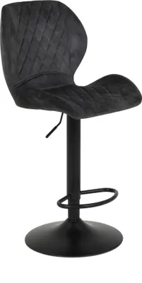 Produktbild von 2er Set Barhocker, Bistrohocker Laila - Bezug Microfaser Anthrazit - Trompetengestell schwarz - höhenverstellbar - 360° drehbar - 120kg  belastbar