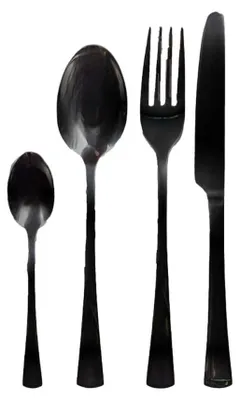 Produktbild von 24-teiliges Besteckset, schwarz glänzend